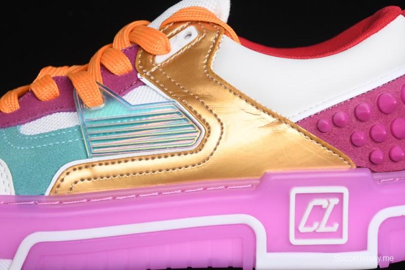 Christian Louboutin Funnyto Flat French Luxury Brand Low-Top Sneakers in Purple Color Block - X.D4