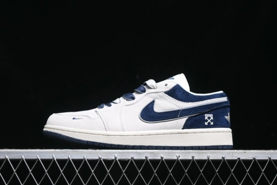 Nike Air Jordan 1 Low OF Collaboration - Premium Custom Retro Basketball Shoes in Blue Grey - DM9188-003
