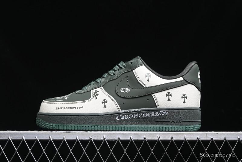 Nike Air Force 1 '07 Low Chrome Hearts Collaboration - Moss Green White Low-Top Casual Sneakers - KK1988-029