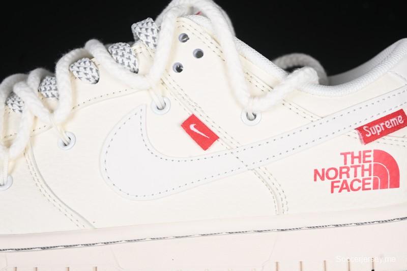 Nike SB Dunk Low x The North Face x Supreme Series - Strap Beige White Hook Anniversary High-End Custom Low-Top Casual Skate Shoes - YX5066-229