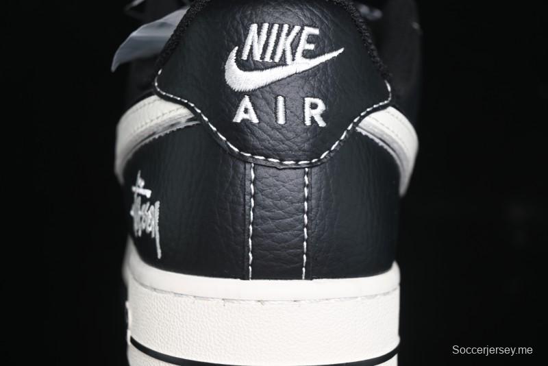 Nike Air Force 1 '07 Low Stussy Collaboration - All Black Low-Top Casual Sneakers - XZ6188-311