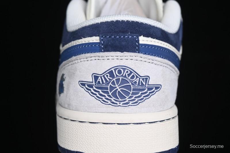 Nike Air Jordan 1 Low AJ1 The North Face Collaboration - Custom High-End Retro Basketball Shoes with Blue Swoosh - DM9188-010