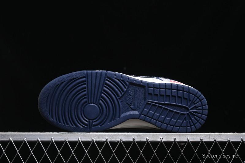 Nike SB Dunk Low Supreme Collaboration - Grey White Dark Blue Swoosh Anniversary High-End Custom Low-Top Casual Skate Shoes - DM6868-005