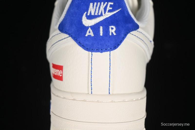 Nike Air Force 1 '07 Low Supreme Collaboration - Off White Navy Blue Low Top Casual Sneakers SJ6698-004