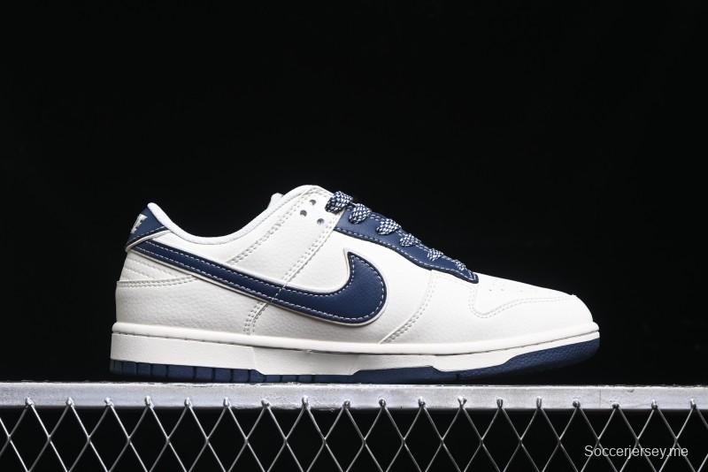 Nike SB Dunk Low Stone Island x Supreme Collaboration - Navy Blue & Off-White Anniversary High-End Custom Low-Top Casual Sneakers - BB9866-007