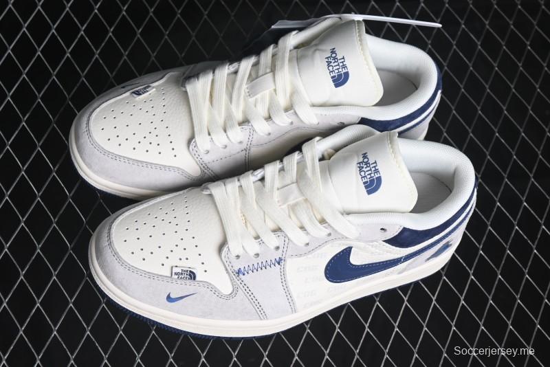 Nike Air Jordan 1 Low AJ1 The North Face Collaboration - Custom High-End Retro Basketball Shoes with Blue Swoosh - DM9188-010