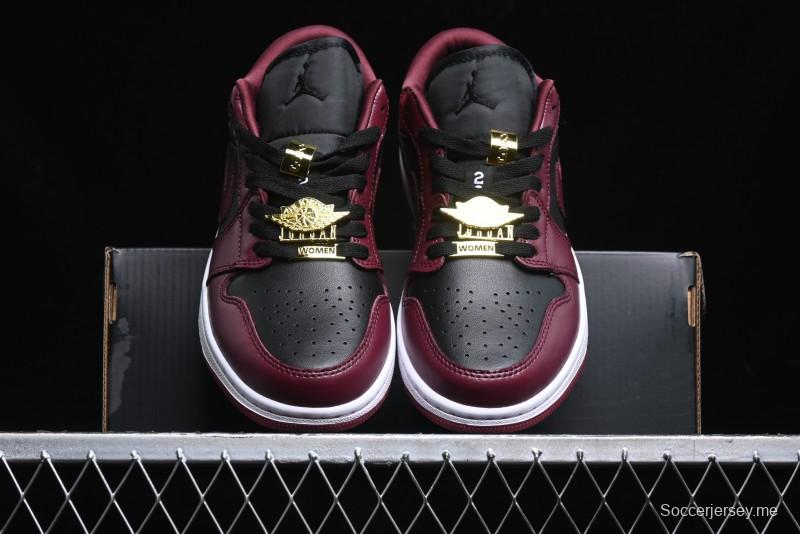 Nike Air Jordan 1 Low AJ1 Black Wine Red Metallic Wings DB6491-600