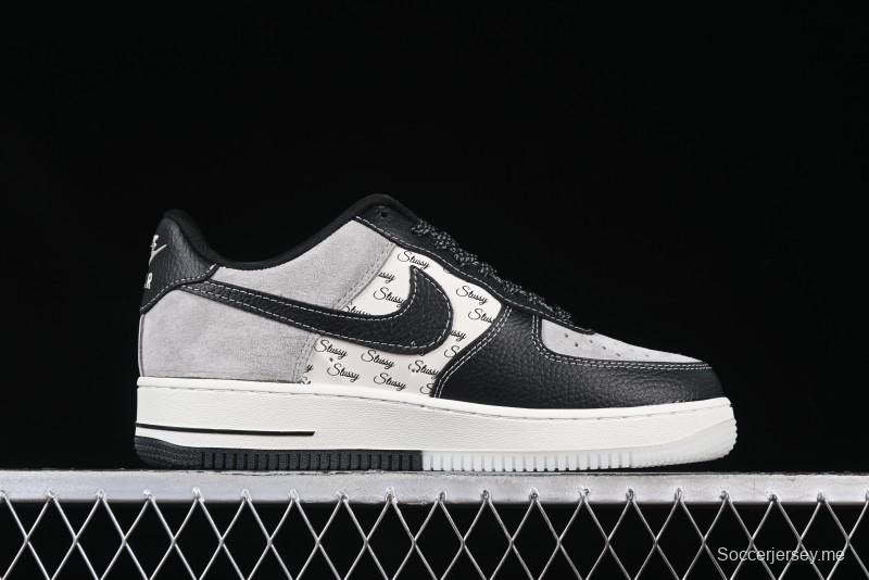 Nike Air Force 1 '07 Low Stussy Collaboration Black Leather Low-Top Casual Sneakers - CH6336-518