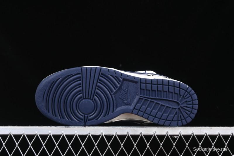 Nike SB Dunk Low Stussy Collaboration Anniversary Custom Low-Top Casual Sneakers with Strap in Beige Grey and Navy - YX5066-236