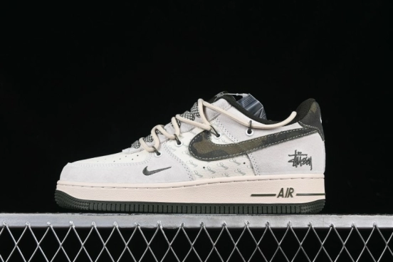 Nike Air Force 1 '07 Low Stussy Collaboration Camo Swoosh Drawstring Casual Sneakers - DM6688-014