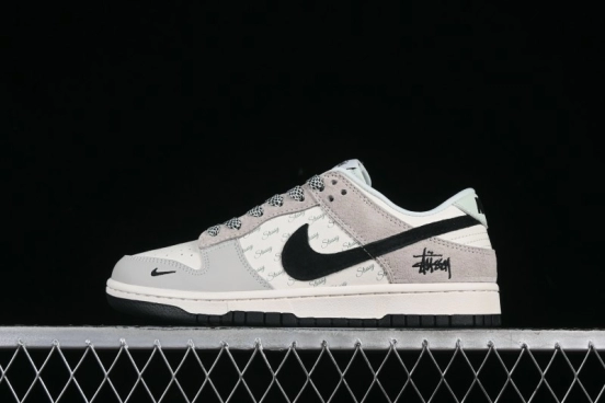 Nike SB Dunk Low Stussy Collaboration Green Tail Small Black Hook Anniversary High-End Custom Low-Top Casual Skate Shoes - XX2025-901