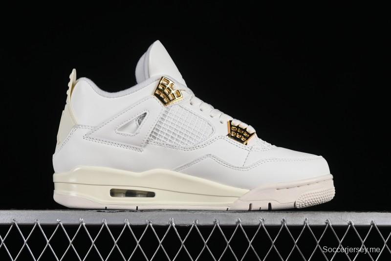 Nike Air Jordan 4 Retro Sneakers with Metallic Gold Design - AQ9129-170