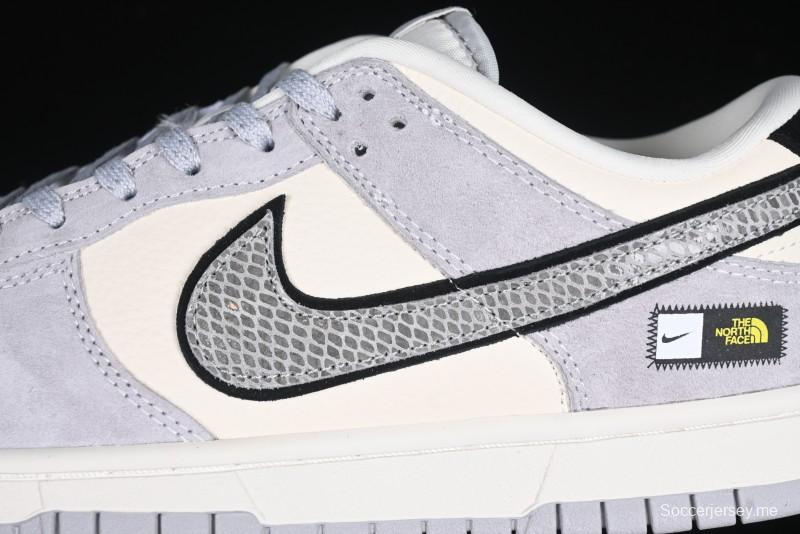 Nike SB Dunk Low The North Face Year of the Snake Grey White Grey Swoosh Anniversary Custom Low-Top Casual Skate Shoes - KK1333-019