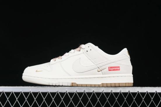 Nike SB Dunk Low Supreme Collaboration Two-Tone Khaki Anniversary High-End Custom Low-Top Casual Skate Shoes - BB8675-111