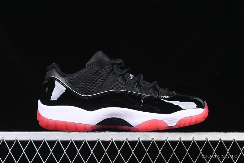 Nike Air Jordan 11 Low Bred Basketball Shoes with Patent Leather and Carbon Fiber - FV5104-006