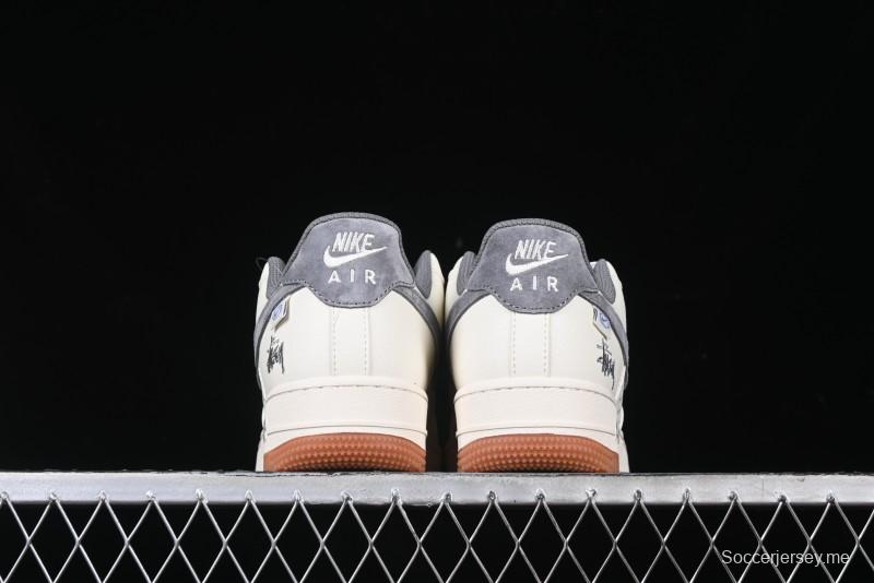 Nike Air Force 1 '07 Low Stussy Collaboration - Grey Swoosh Casual Sneakers - XZ6188-256