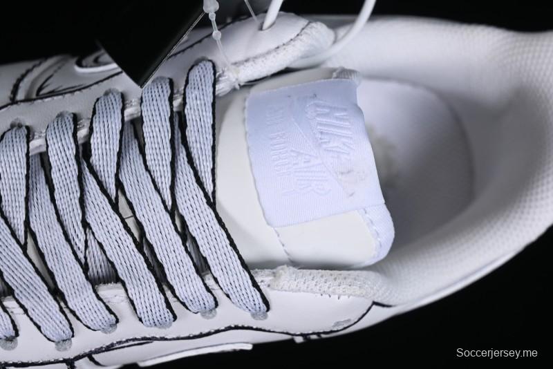 Nike Air Force 1 '07 Low Casual Sneakers with Black and White Hand-Drawn Manga Design - CW2288-811