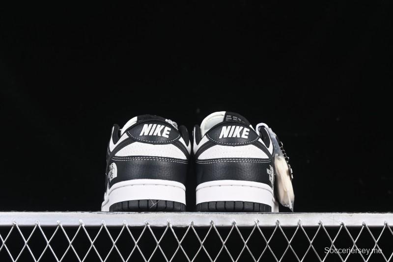 Nike SB Dunk Low The North Face Graffiti Black Swoosh Anniversary Custom Low-Top Casual Skate Shoes - DM6868-028