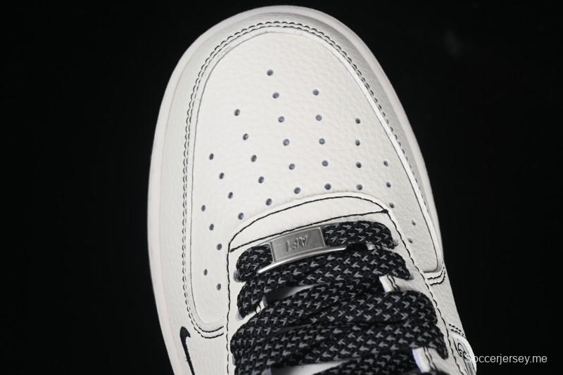 Nike Air Force 1 '07 Low Custom Casual Sneakers with Multiple Swoosh Design - HH7518-068