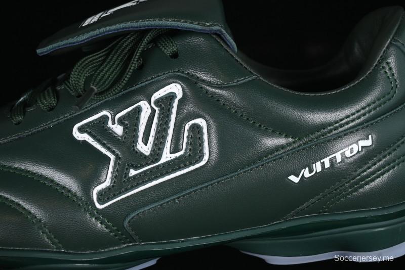 Louis Vuitton Footprint Soccer 2025 Spring Summer Collection Round Toe Lace-Up Low Top Lifestyle Casual Shoes - D.GREEN