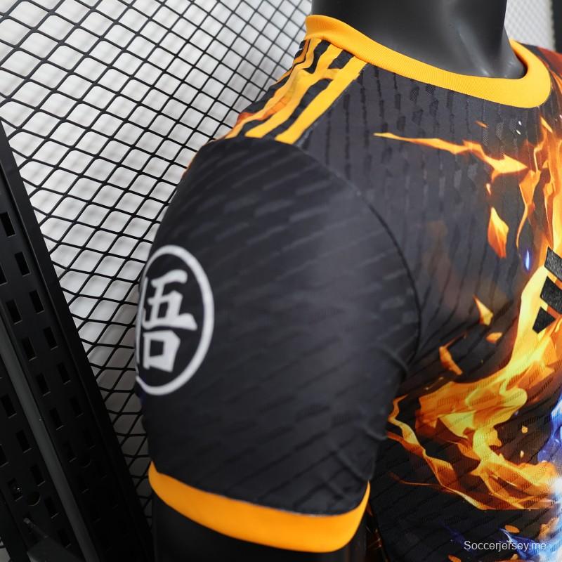 إصدار اللاعب 2025 اليابان 2025 قميص أسود بتصميم أنيمي سوبر سايان سوبر سايان