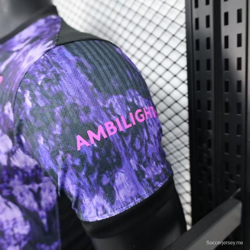 إصدار اللاعب 25/26 قميص نادي برشلونة باللون الأرجواني بتصميم رخامي