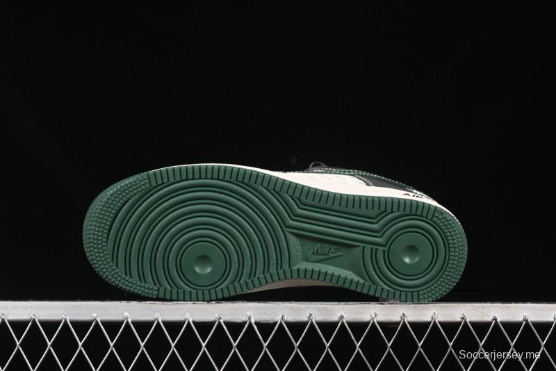 حذاء نايك اير فورس 1 '07 منخفض من نايك اير فورس 1 '07 تعاون ستاسي باللون الأسود والأخضر سووش سنيكرز كاجوال - XS1958-572