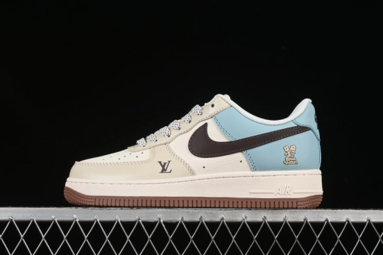 حذاء نايك اير فورس 1 '07 المنخفض من نايك اير فورس 1 '07 LV Collaboration Summer Blue Sneakers كاجوال أزرق - JJ2508-702