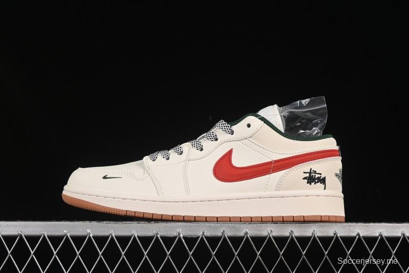 حذاء كرة سلة ريترو ريترو من نايك اير جوردان 1 لو من نايك بتعاون ستوسي مع سووش ثلاثي الأبعاد - XS6086-560