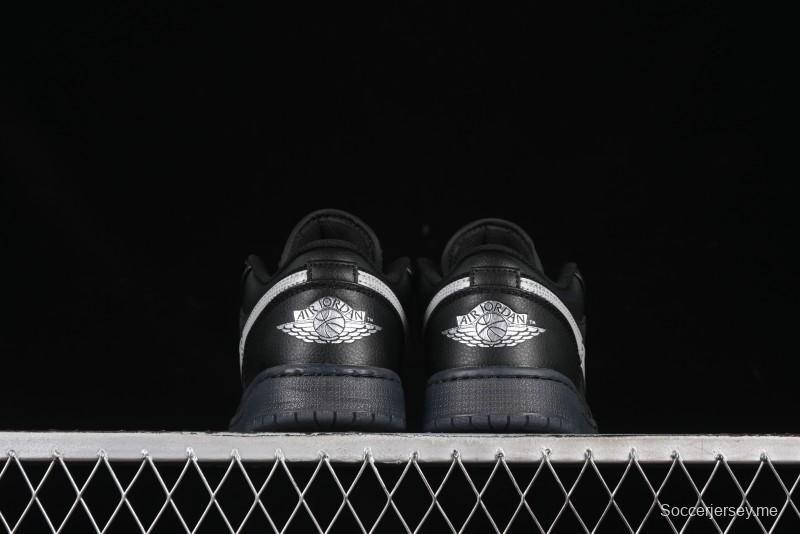 حذاء كرة السلة نايك اير جوردان 1 لاو AJ1 من نايك اير جوردان 1 لاو AJ1 لوحة جلدية بيضاء من القماش الأسود - HV596868-001