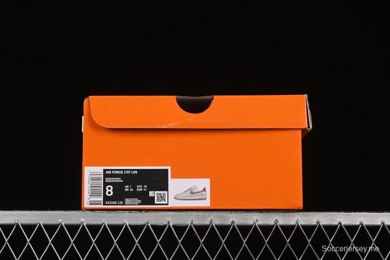 حذاء نايك اير فورس 1 '07 المنخفض من نايك اير فورس 1 '07 LV Collaboration باللون الرمادي الدنيم سووش سنيكرز كاجوال - XX3168-135