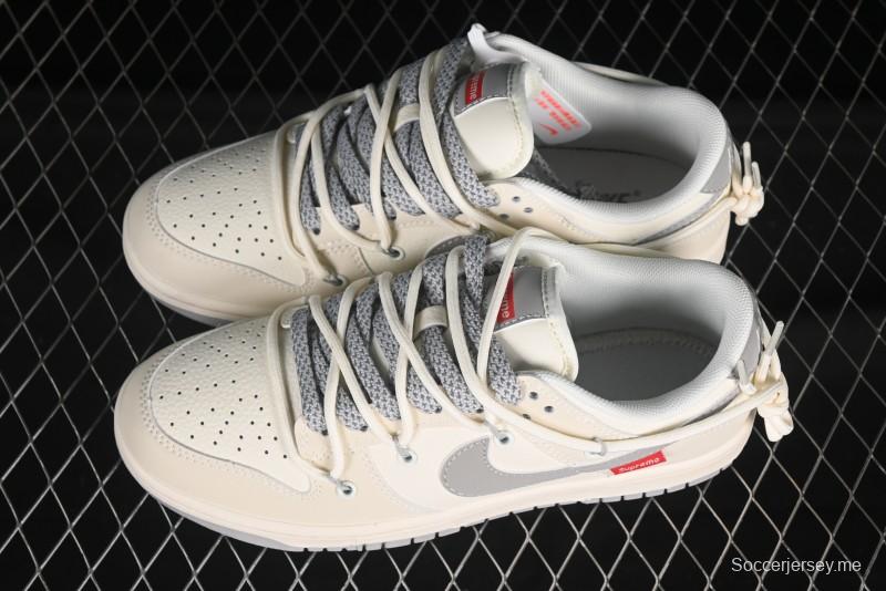 حذاء تزلج نايك SB دانك لو سوب سوب الذكرى السنوية المخصص للتزلج المنخفض مع حزام وشاح رمادي اللون - DM686868-091