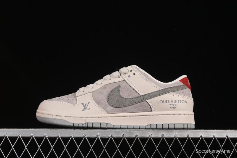 حذاء تزلج نايك SB Dunk Dunk Low LV Collaboration باللون الرمادي مع الأفعى سوش الذكرى السنوية حذاء تزلج كاجوال منخفض مخصص - XX3168-125