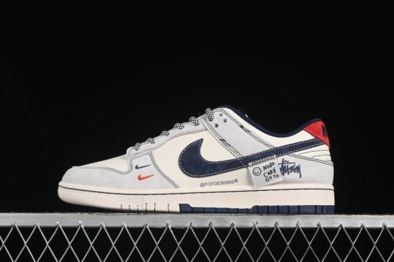حذاء تزلج نايك SB Dunk Low Stussy Anniversary Edition مرقع باللون الكحلي المرقع مخصص للتزلج الكاجوال المنخفض - YX5066-297