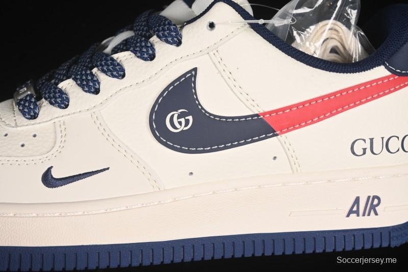 حذاء نايك اير فورس 1'07 منخفض من نايك بالتعاون مع غوتشي حذاء رياضي كاجوال أزرق أحمر سووش - JJ2508-713