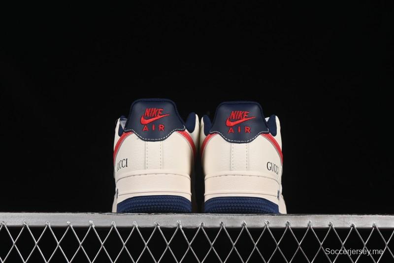 حذاء نايك اير فورس 1'07 منخفض من نايك بالتعاون مع غوتشي حذاء رياضي كاجوال أزرق أحمر سووش - JJ2508-713