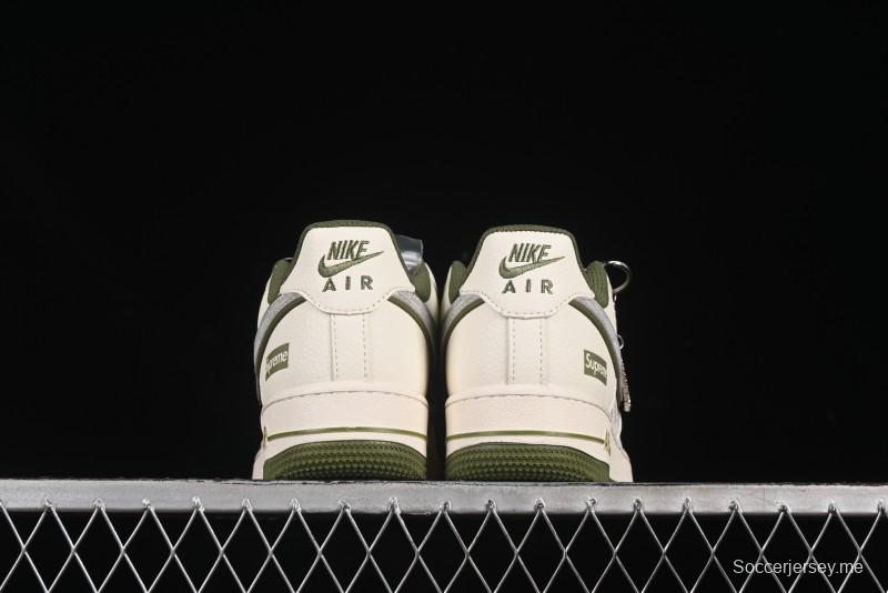 حذاء نايك اير فورس 1 '07 منخفض سوبريم سوبريم بالتعاون مع نايكي، حذاء رياضي كاجوال متعدد الألوان باللون الأخضر العسكري - XX3168-148