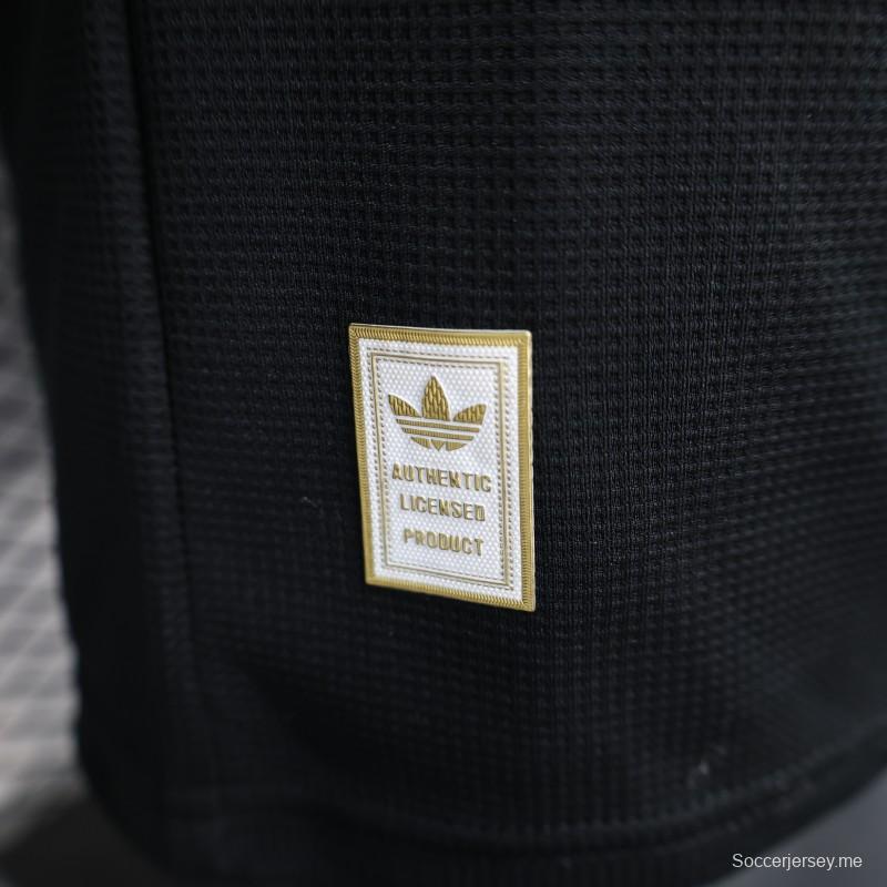 إصدار اللاعب 2025 قميص الأرجنتين 2025 أسود بحواف زرقاء سماوية