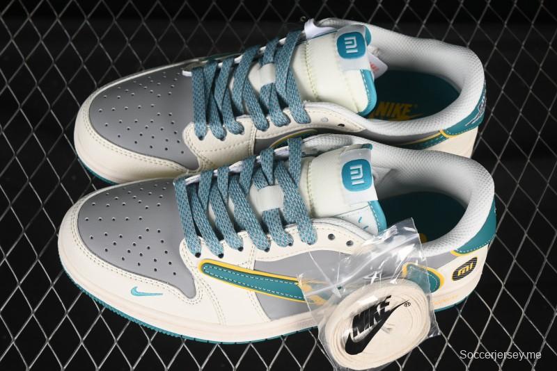 حذاء نايك ترافيس سكوت x Fragment Design x Air Jordan 1 Low OG SP SP AJ1 Collaboration AJ1 من نايك باللون الأزرق الخليجي - XX3168-163