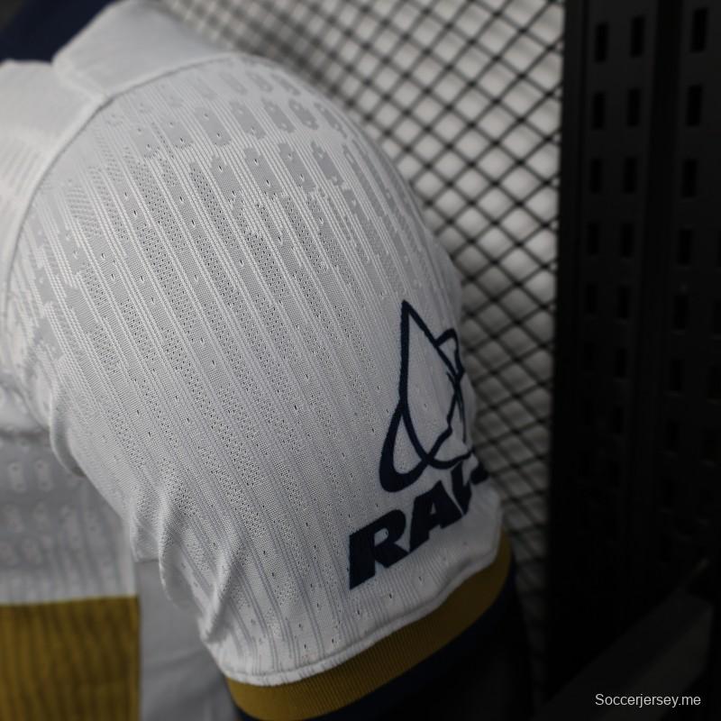 إصدار اللاعب 25/26 قميص كلوب أمريكا 25/26 خارجي أبيض مع شعار النسر الكحلي والذهبي