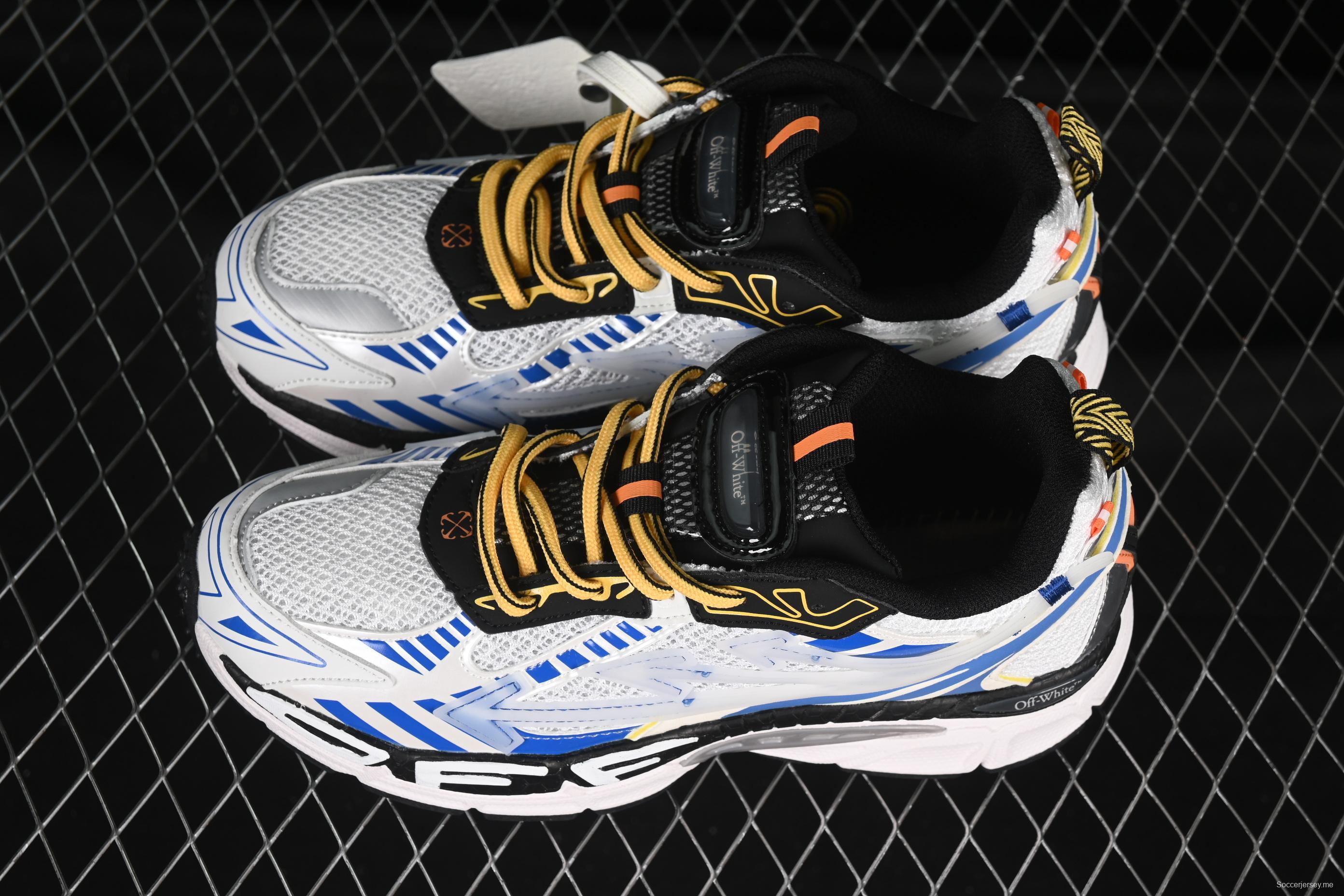 حذاء سنيكرز بي رايت من أوف وايت بي رايت سنيكرز لايف ستايل منخفض الساق باللون الأبيض والأزرق - C.D4