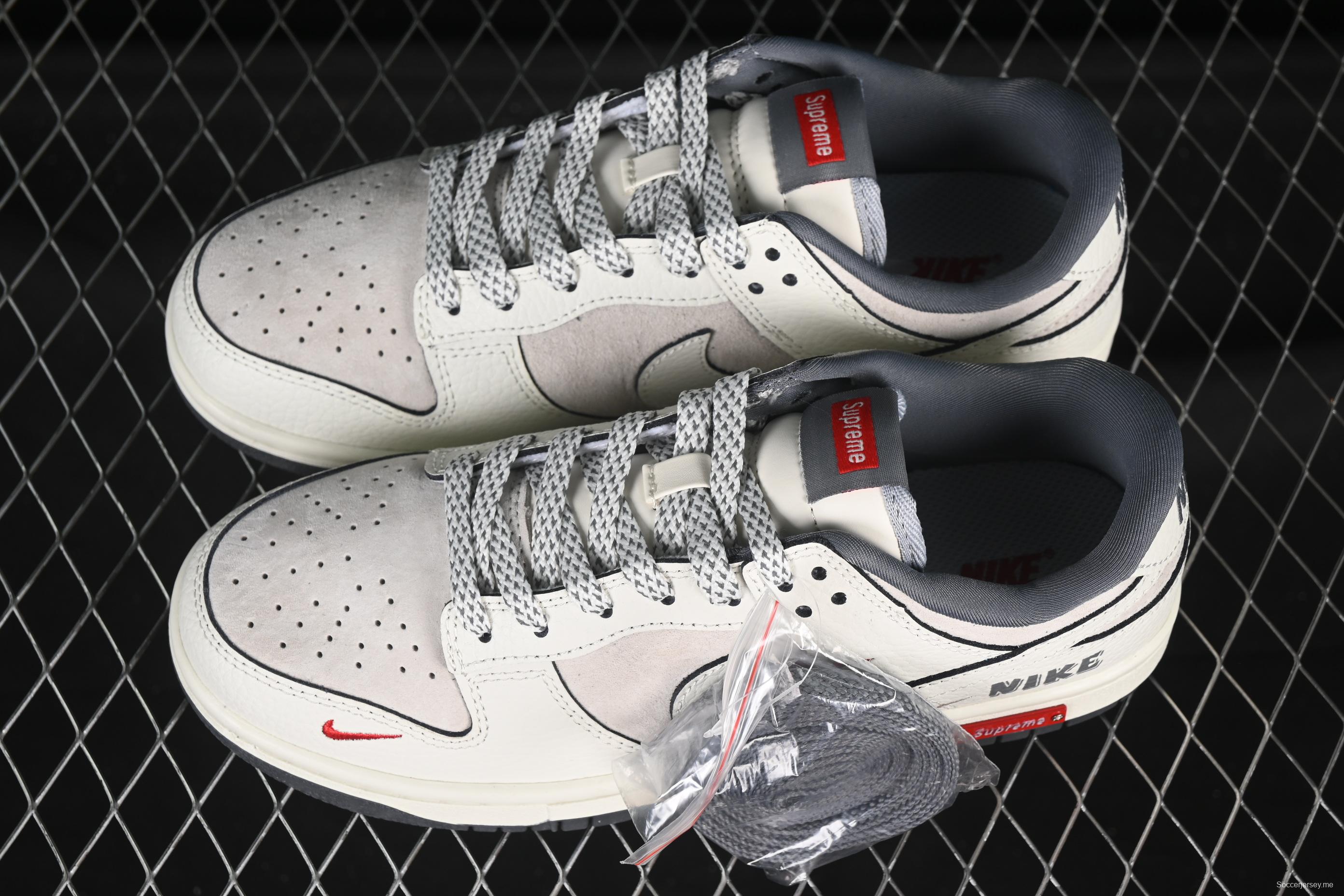 Nike SB Dunk Low Collaboration Triple Swoosh Cream Dark Grey Low-Top Casual Skate Shoes - SC9207-412