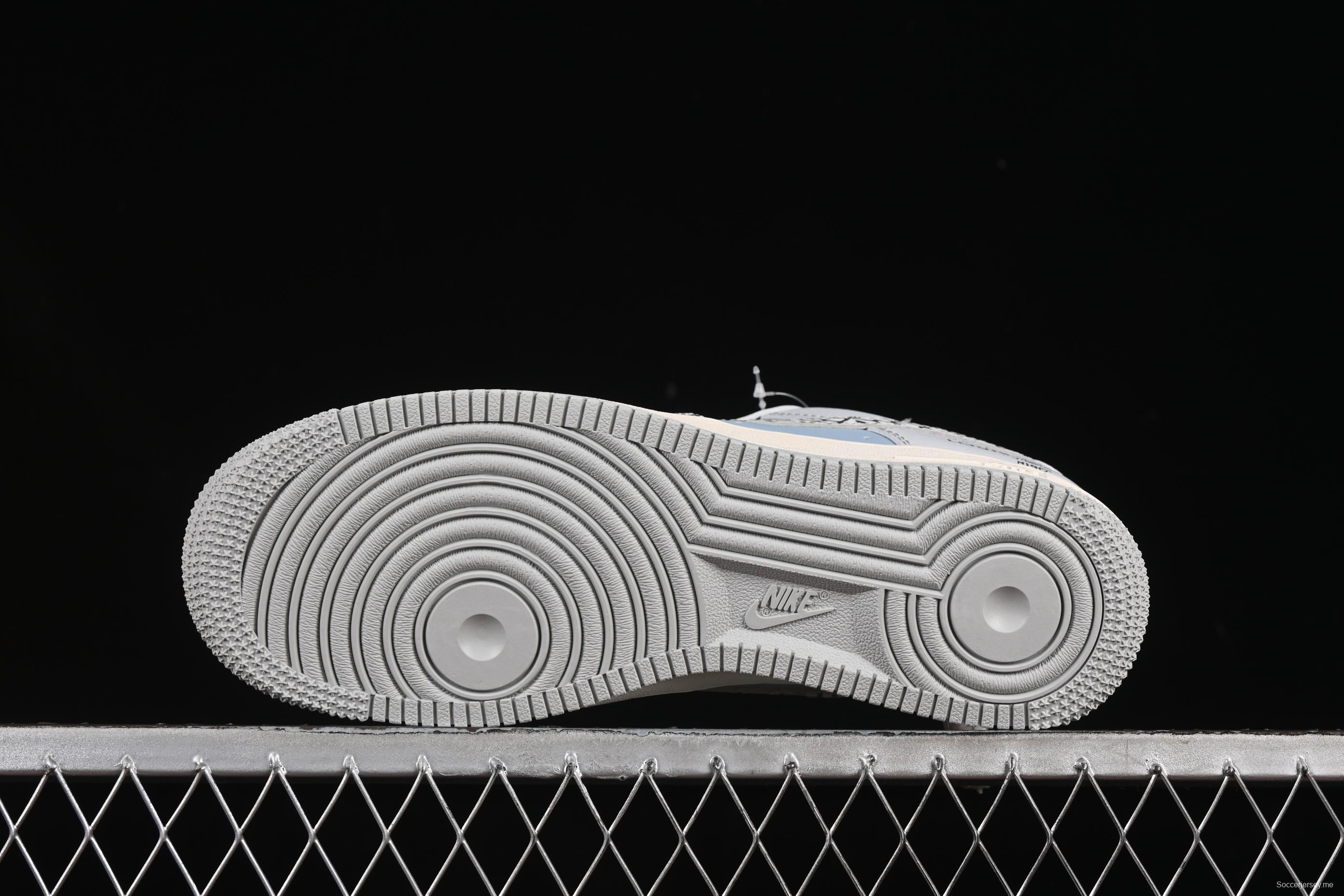 Nike Air Force 1'07 Low LV Collaboration Grey Blue Stone Texture Casual Sneakers - ZH2598-307