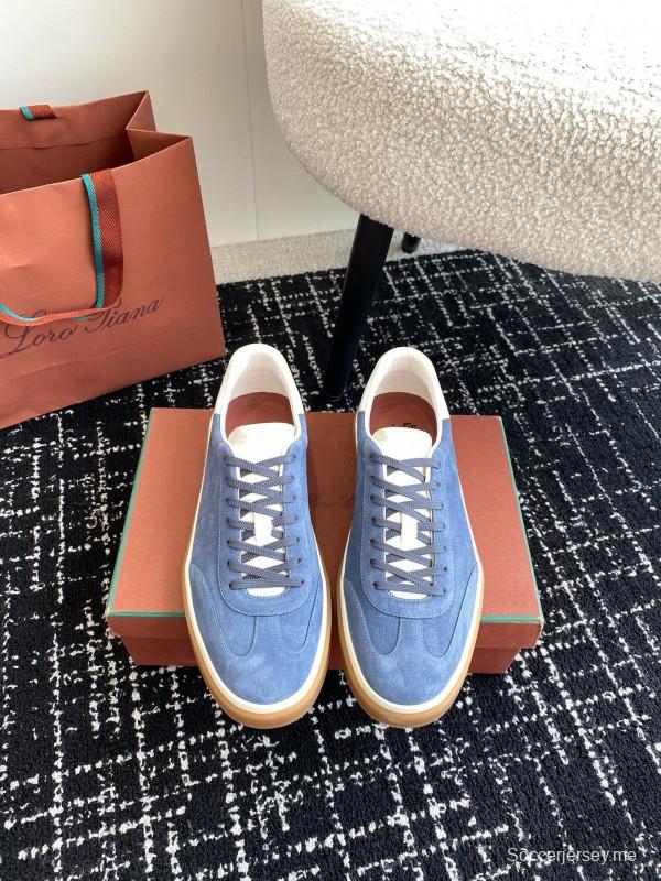 2024 Men Loro Piana Blue Suede Leather Sneakers MJ00320