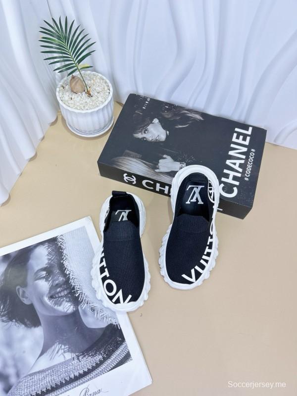 2024 Kids Louis Vuitton Pink White Black Fabric Sneakers