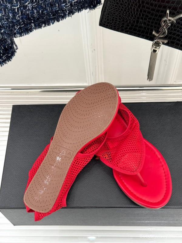 2025 Women YSL Red Mesh Sandals