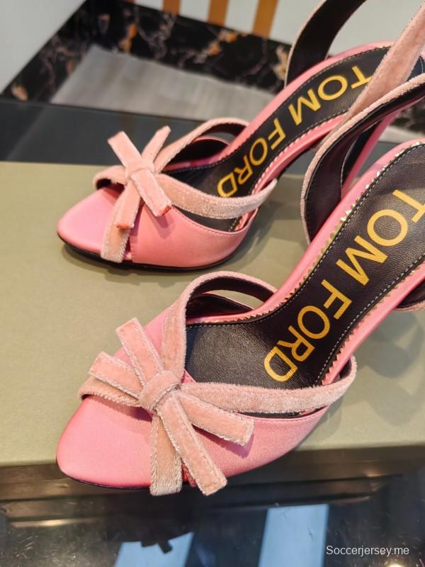 2025 Women TOM FORD Pink Velvet High Heel Sandals KFY00300