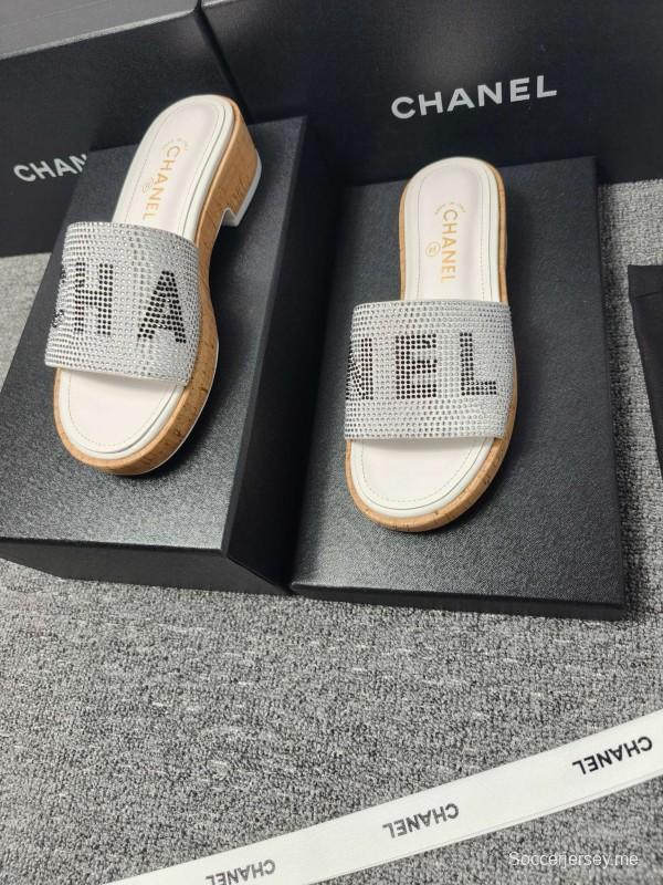 2025 Slippers Chanel White Crystal Slide LY00260