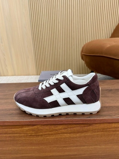2025 Unisex HOGAN Burgundy White Suede Leather Sneakers