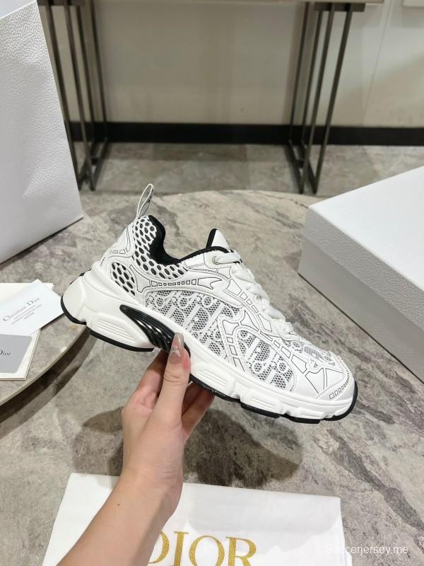 2025 Women Dior White Black Mesh Leather Sneakers